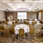 Tables dressed for a meeting in the ballroom on the park