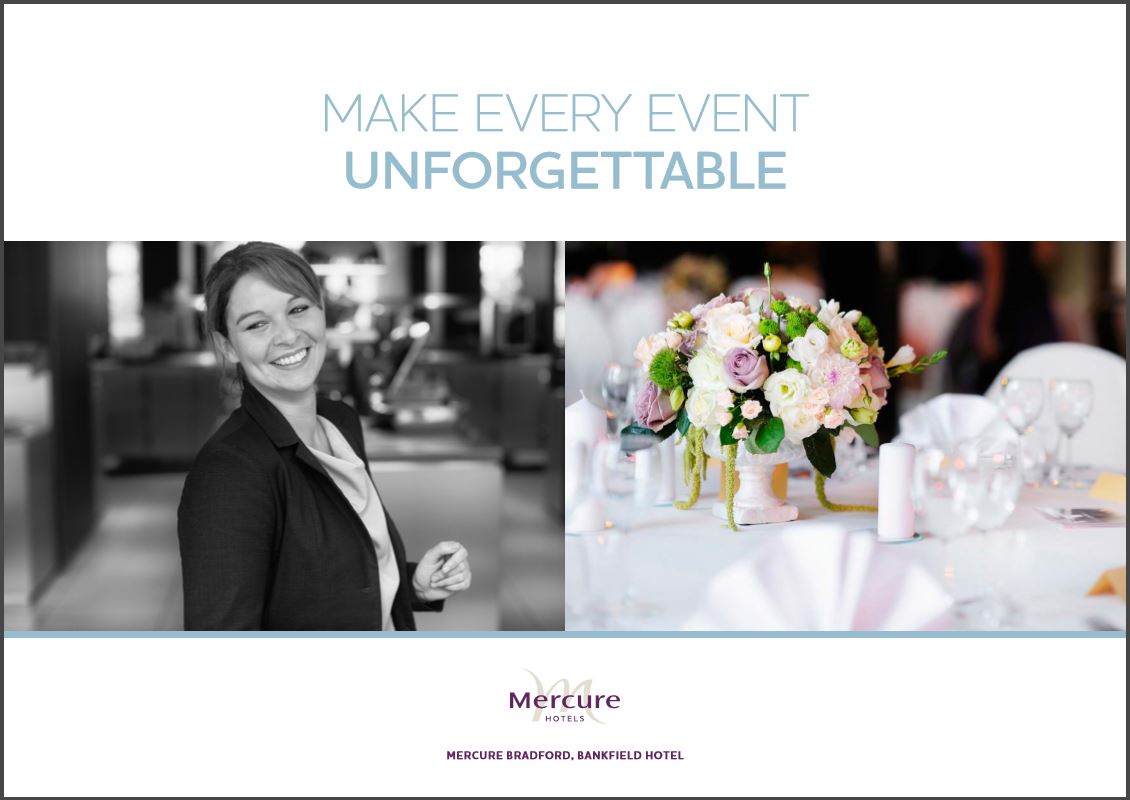 Cover of the events brochure for Mercure Bradford Bankfield Hotel