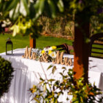 Close up shot of decorations taken at a wedding happening in the garden of mercure bradford bankfield hotel