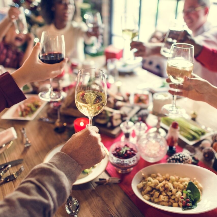 table with wine glasses